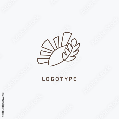 Vector stock logo, abstract nature sign. Illustration design of elegant, premium and royal logotype bakery, bread, agroculture, grain, millet, field, flour. Vector icon of gold ear.