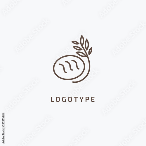 Vector stock logo, abstract nature sign. Illustration design of elegant, premium and royal logotype bakery, bread, agroculture, grain, millet, field, flour. Vector icon of gold ear.