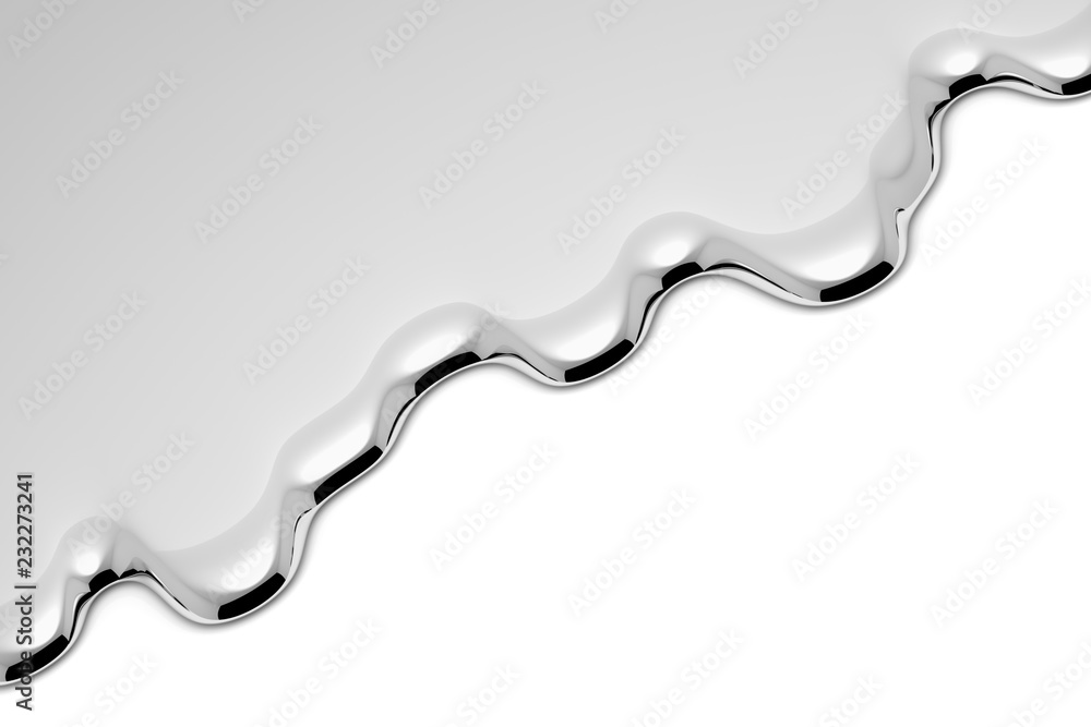 Melt metal liquid on white diagonal Melt metal liquid on white diagonal