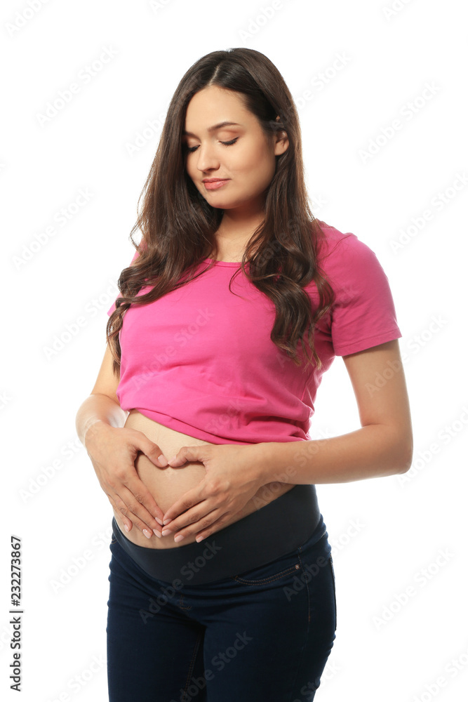 Beautiful pregnant woman on white background Beautiful pregnant woman on white background