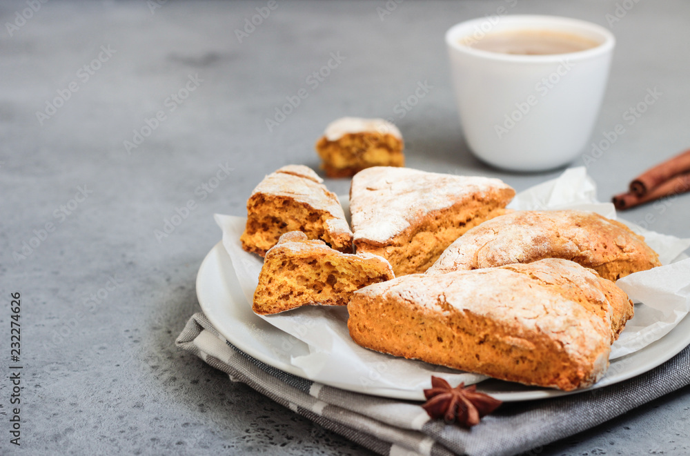Pumpkin scones with cinnamon and anise.