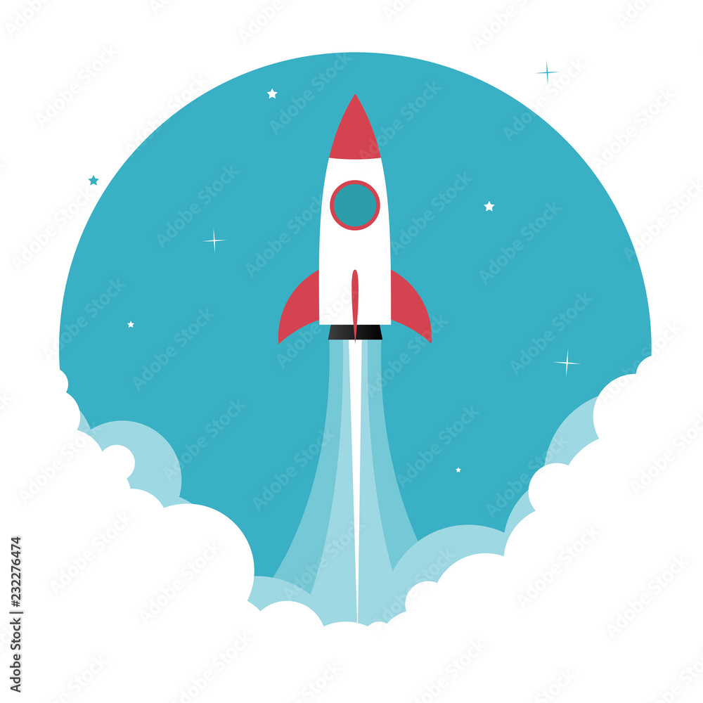 Fototapeta premium Cartoon Rocket Launch