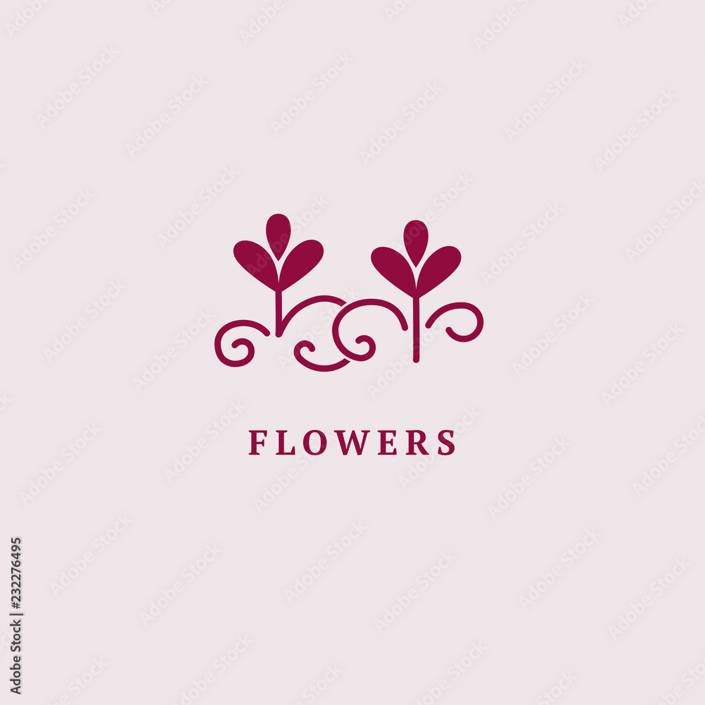 Vector luxury flower logo design. Ornate floral wedding sign. Modern simple premium design vector element. Emblem luxury beauty spa saloon, cosmetics, jewelry, flower shop, restaurant, garden.