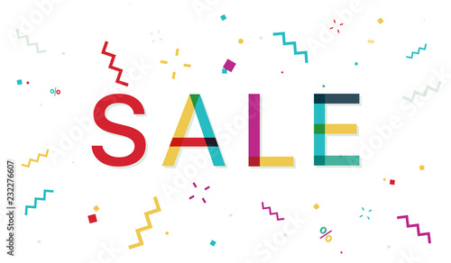 Sale colorful banner with confetti