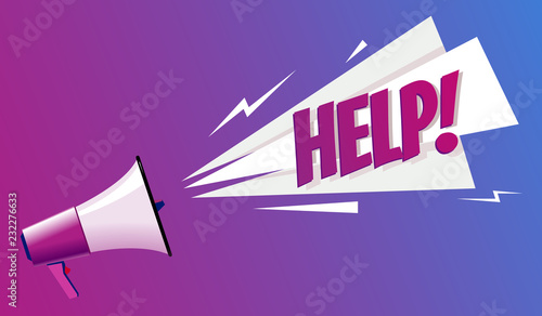 Megaphone with speech sign Help
