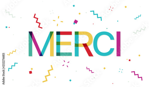 Mercy  Colorful French Thank You Sign with Confetti