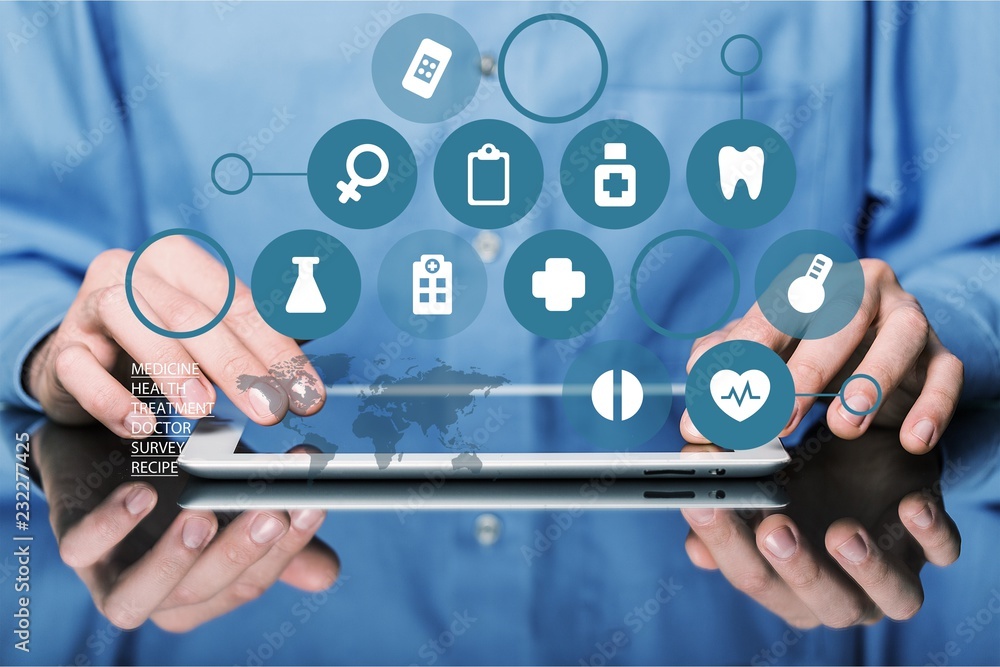 Close-up Doctor at hospital working with tablet pc