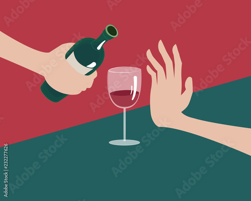 Rejecting the offered alcohol. No alcohol concept