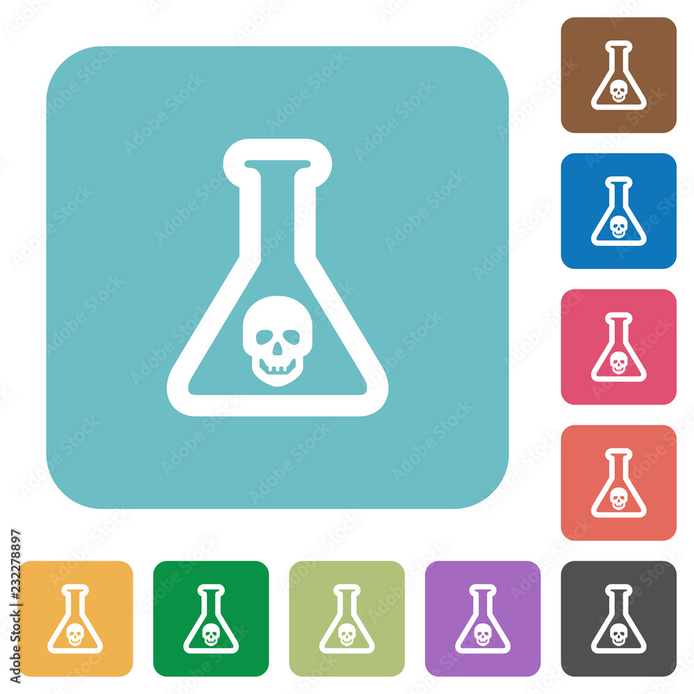 Dangerous chemical experiment rounded square flat icons Dangerous chemical experiment rounded square flat icons