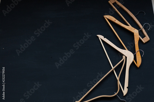 merchandise wooden hangers on a black background