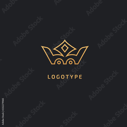 Vector stock logo, abstract crown vector template. Illustration design of elegant, premium and royal logotype queen and king crown on a dark background. Vector icon of wedding.