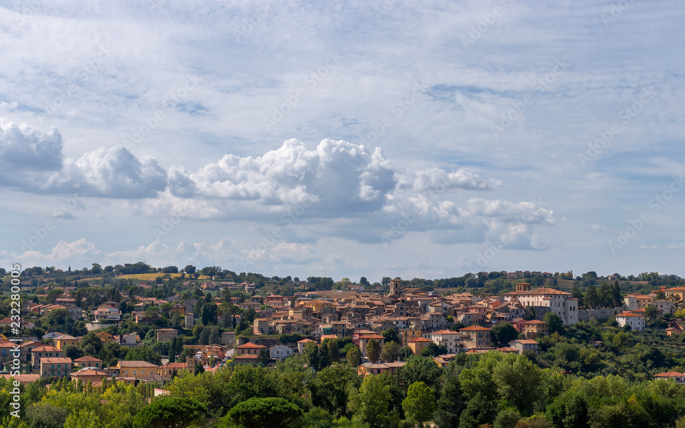 Panoramic view of the historic town on the hills of Umbria, Italy