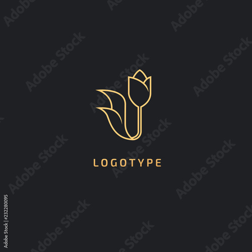 Vector luxury flower logo design. Ornate floral wedding sign. Modern simple premium design vector element. Emblem luxury beauty spa saloon, cosmetics, jewelry, flower shop, restaurant, garden.