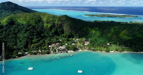 hotel in aerial view, french polynesia