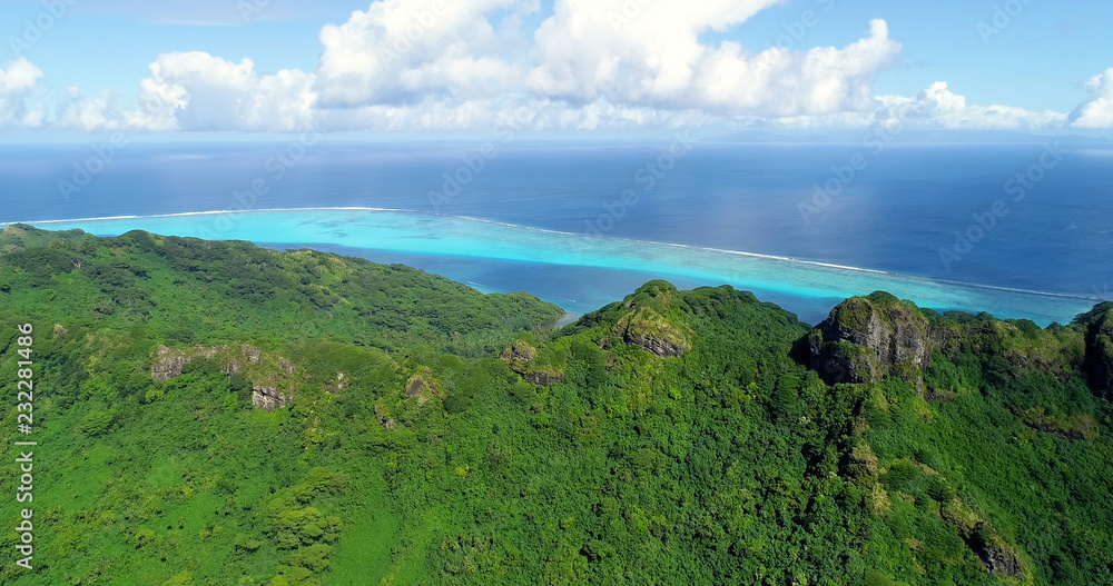 mountain on a pacific island, french polynesia