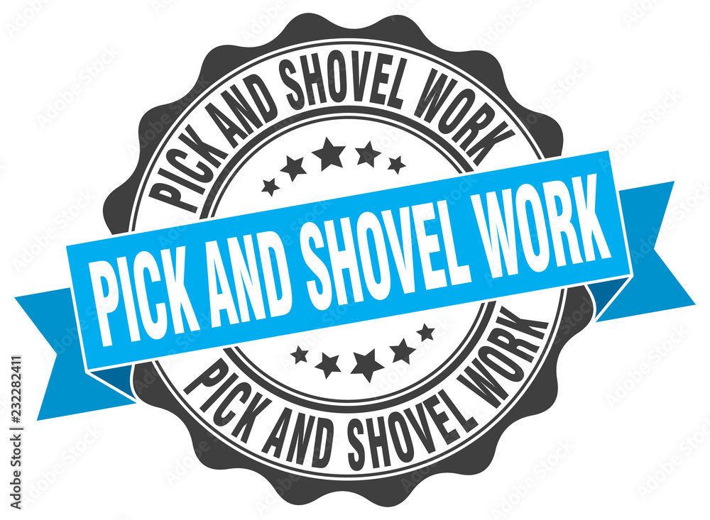 Fototapeta premium pick and shovel work stamp. sign. seal