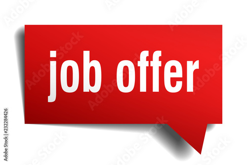 job offer red 3d speech bubble