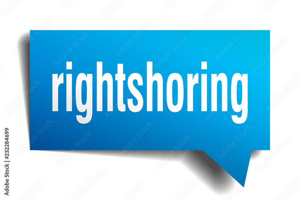 rightshoring blue 3d speech bubble