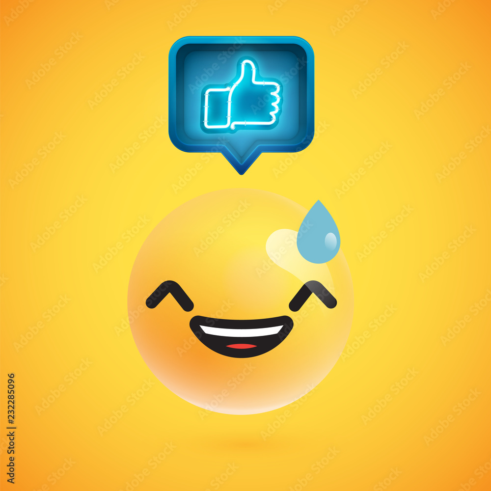 High detailed emoticon with thumbs up sign, vector illustration High detailed emoticon with thumbs up sign, vector illustration