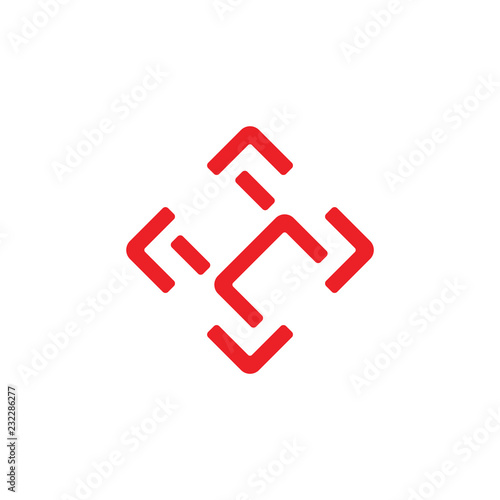 letter h square geometric logo vector