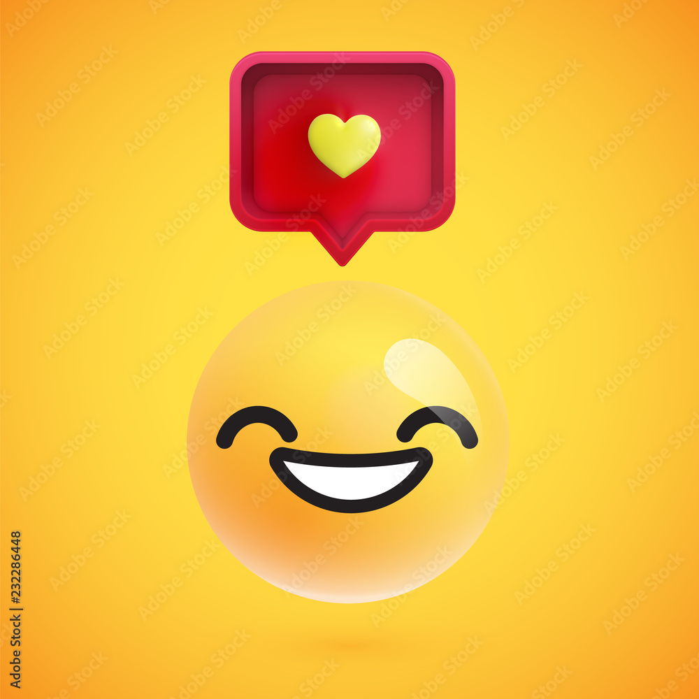 Obraz premium High detailed emoticon with a heart sign, vector illustration