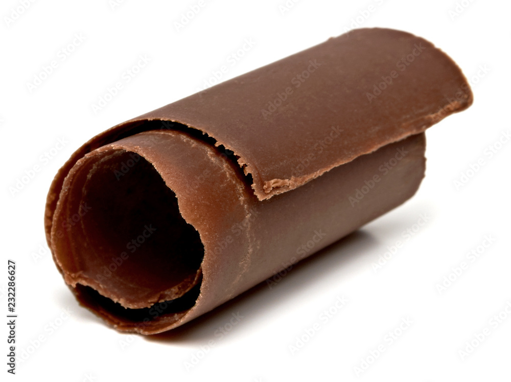 Dark chocolate curl isolated on white background Dark chocolate curl isolated on white background