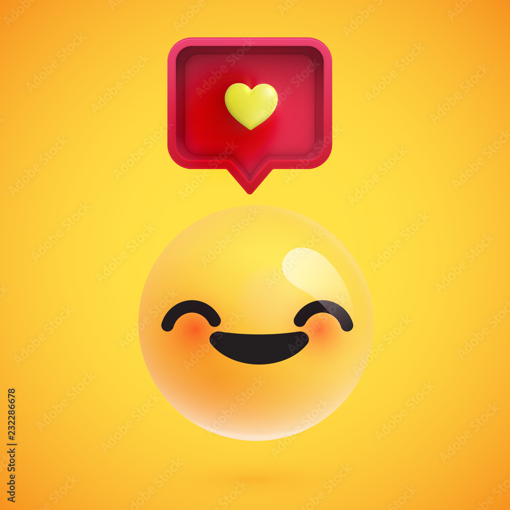 High detailed emoticon with a heart sign, vector illustration High detailed emoticon with a heart sign, vector illustration