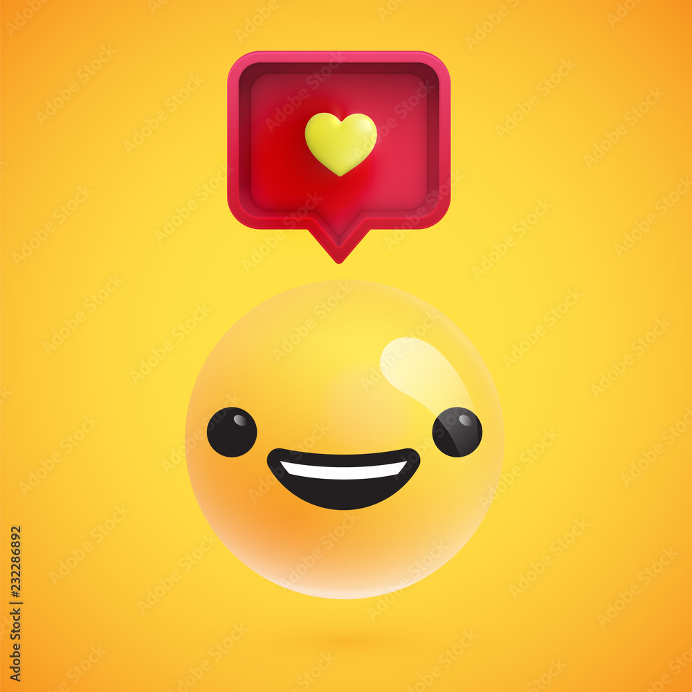 Fototapeta premium High detailed emoticon with a heart sign, vector illustration