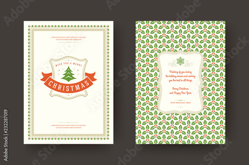 Fototapeta Naklejka Na Ścianę i Meble -  Christmas greeting card design template vector illustration.