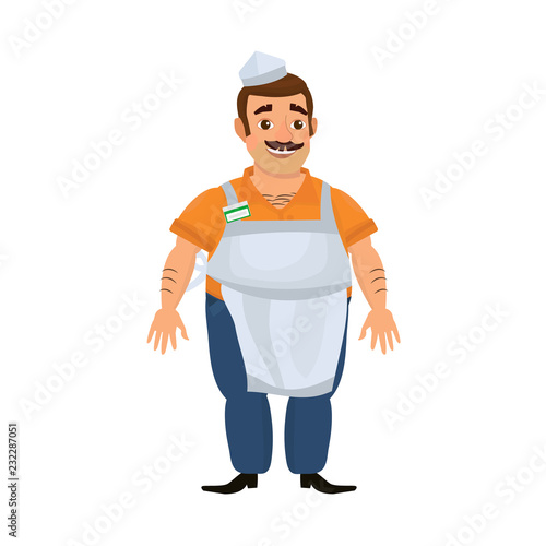 Cartoon icolated seller man photo