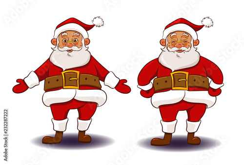santa claus differnt emotion and posture isolated vector