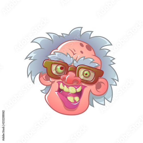 Old man with glasses. Cartoon character. Vector illustration, eps 10.