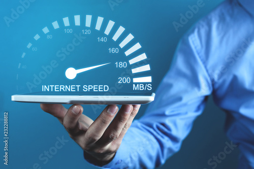 Internet speed measurement. Internet and technology concept