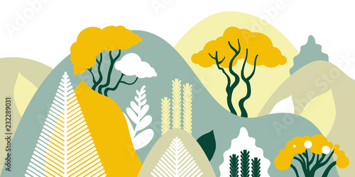 Mountain hilly landscape wi...