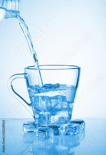 pouring water into a cup