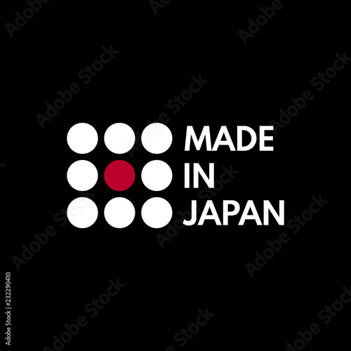 made in japan, circles vector logo on black background