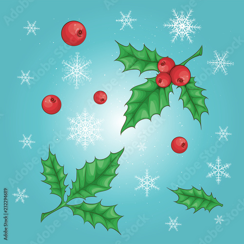 Christmas and New Year holly berry icon collection. Vector