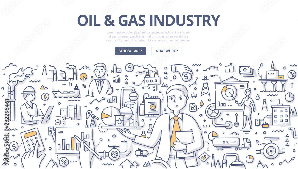 Oil & Gas Industry Doodle Concept Oil & Gas Industry Doodle Concept