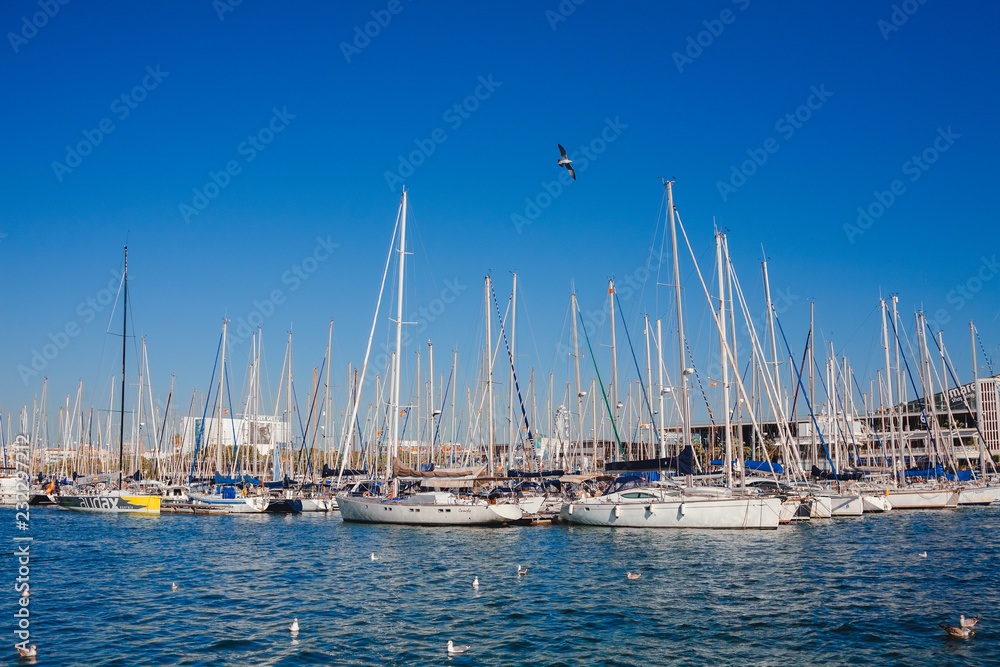 yacht Parking in the port of Barcelona. Spain