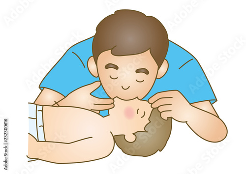 応急手当イラスト85：救急蘇生法・人工呼吸