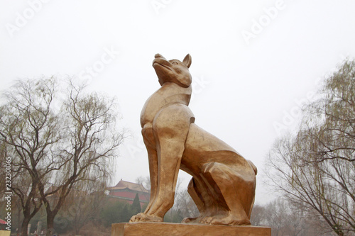 The stone carving dog in the WuQiao acrobatics world scenic spots, on december 8, 2013, cangzhou, hebei province, China. photo