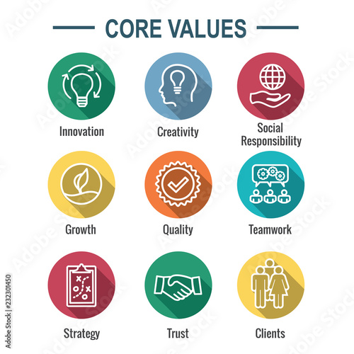 Core Values Outline / Line Icon Conveying Integrity - Purpose