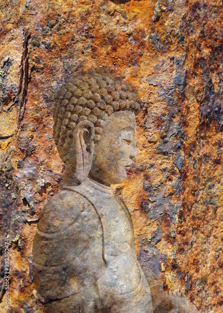 Buddha and rusty texture 