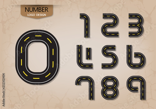 abstract number set of logo style road nature vector