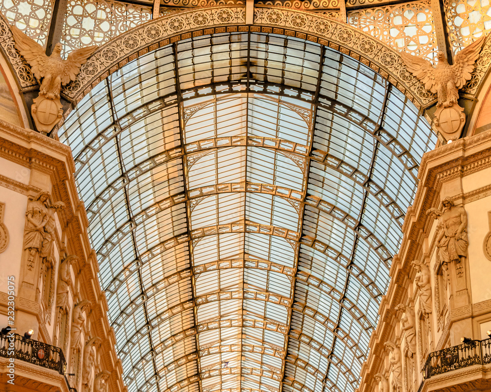 Vittorio Emanuele II Gallery Glass Roof, Milan