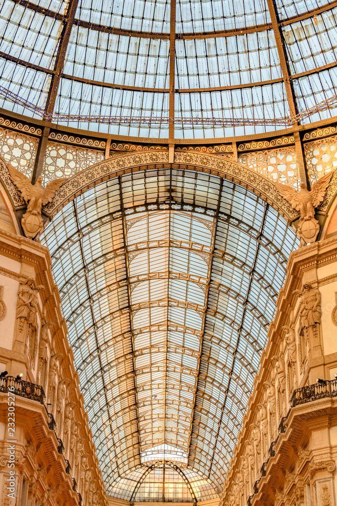 Vittorio Emanuele II Gallery Glass Roof, Milan