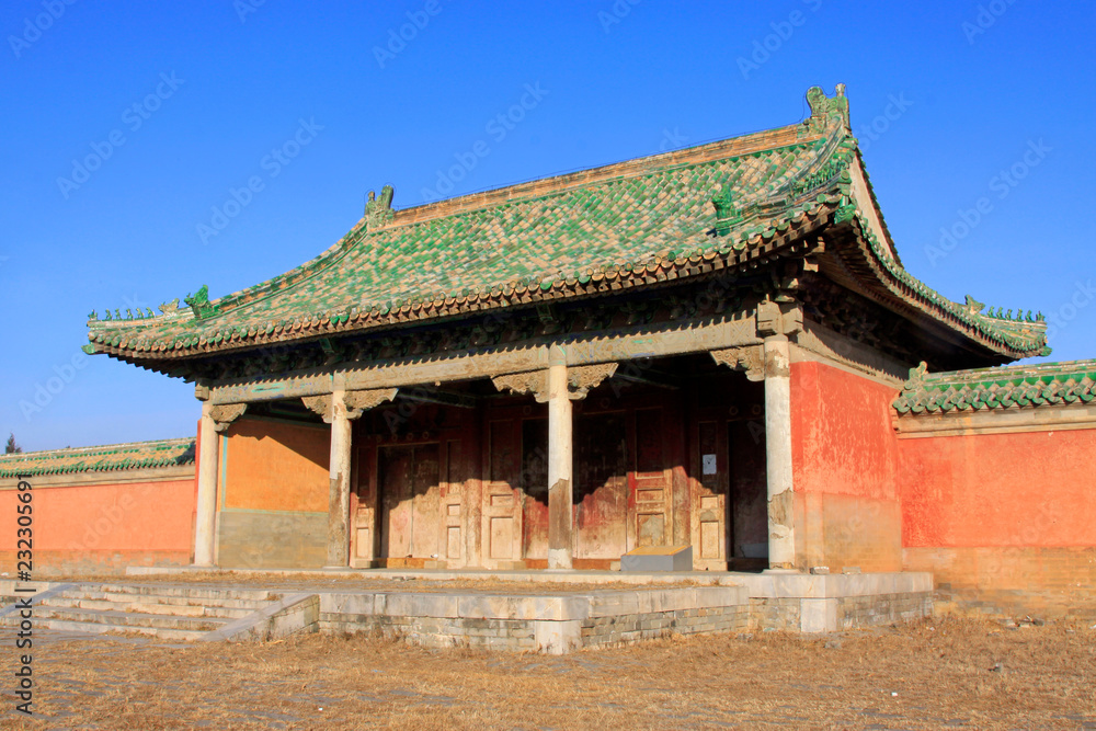 Chinese traditional style building landscape, in the Eastern Tombs of the Qing Dynasty, on december 15, 2013, ZunHua, hebei province, China.