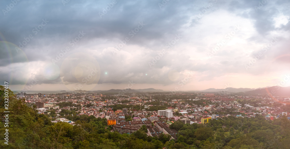 Sunset view at Khao Rang, Phuket is a spot for sunrise and view of Phuket town.