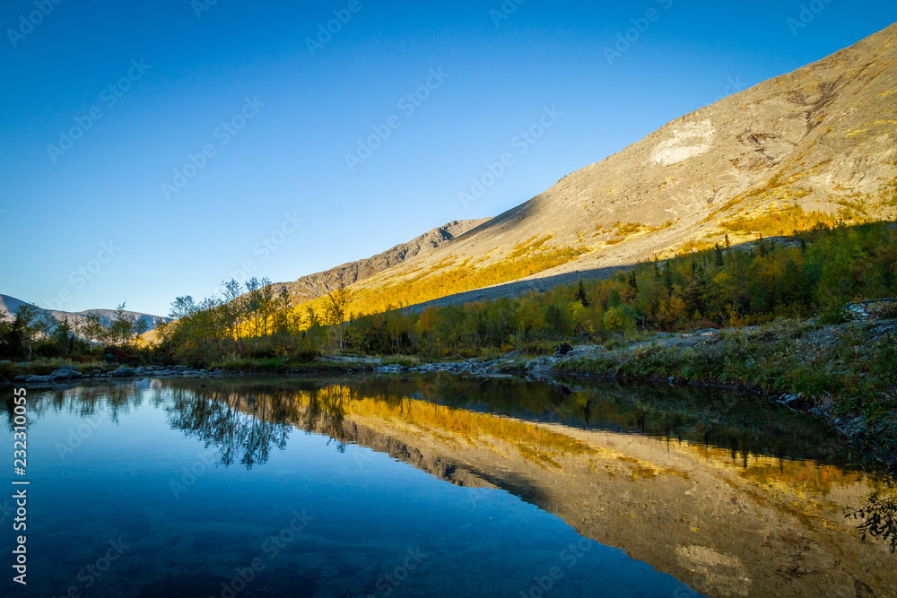 Khibiny Mountains, reflection in the lake, Kola Peninsula