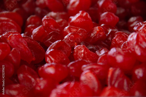 dried cherries berries red background and texture